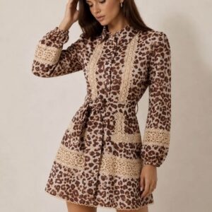 Leopard dress met kant